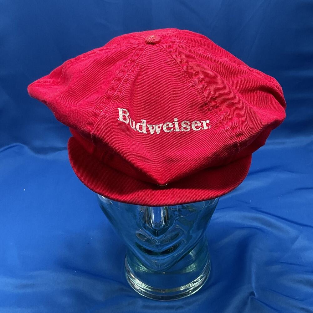 Vintage Budweiser Red Newsboy Cap Adult Snapback